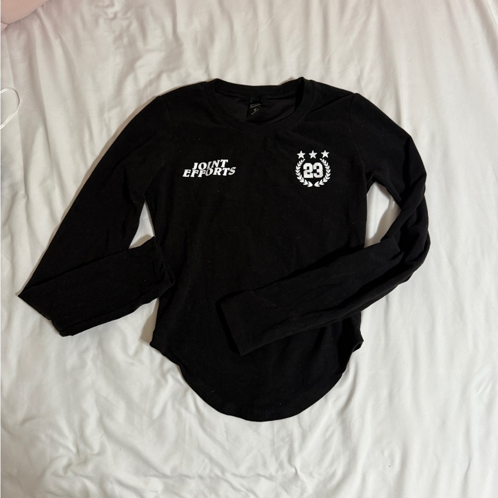 Black Long Sleeve Tee with White Print